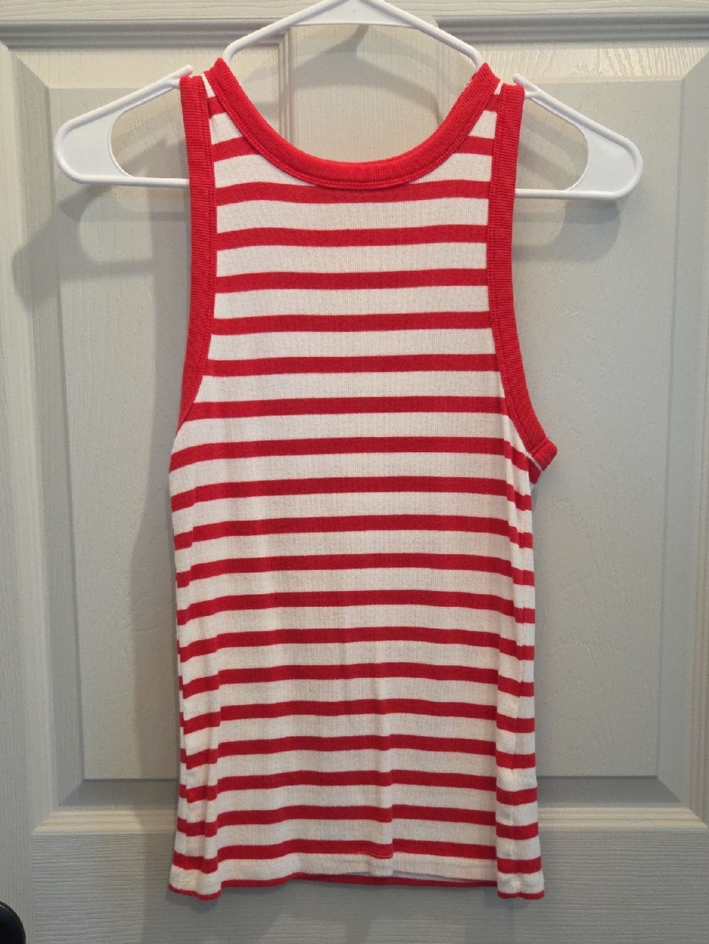 3/$10 a new day Red and White Striped Ribbed Tank Top